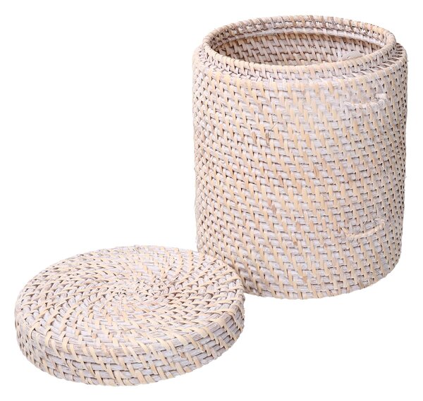 Scatola in rattan algarve bianco tondo cm Ø20xh24