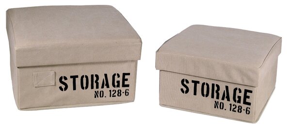 Set 2 Scatole in tessuto crema storage quadro pieghevole
