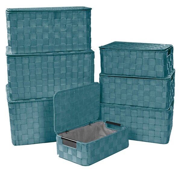 Set 7 Scatole in poliestere verde acqua rettangolare