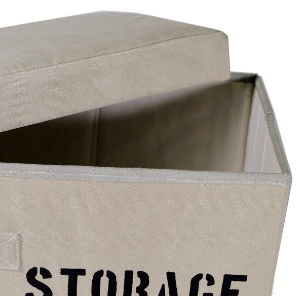 Set 3 Scatole in tessuto crema storage rettangolare