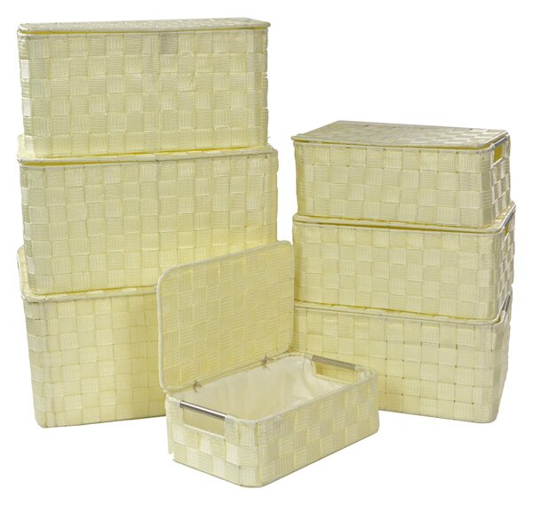 Set 7 Scatole in poliestere crema rettangolare