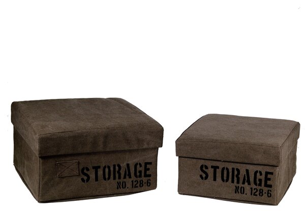 Set 2 Scatole in tessuto marrone storage quadro pieghevole