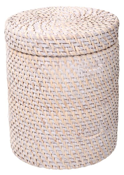 Scatola in rattan algarve bianco tondo cm Ø20xh24