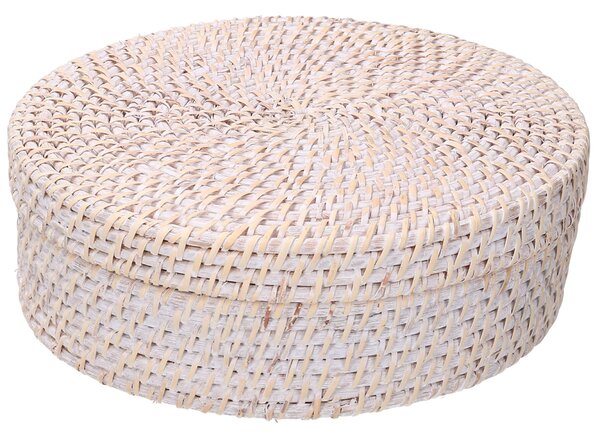 Scatola in rattan algarve bianco tondo cm Ø30xh10