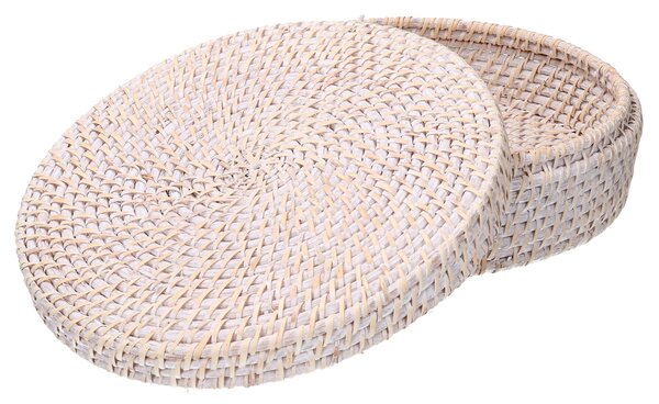 Scatola in rattan algarve bianco tondo cm Ø30xh10