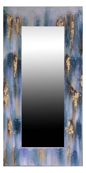 Specchio in legno dipinto blu rettangolarecm 60x120xh4