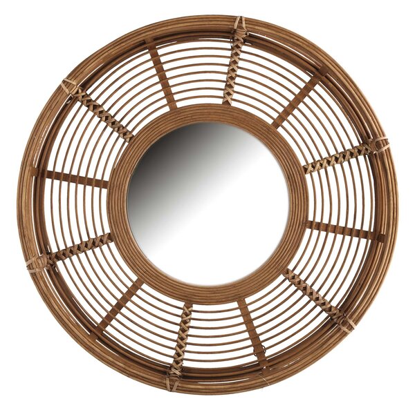 Specchio in legno naturale tondo cm Ø62x8,5