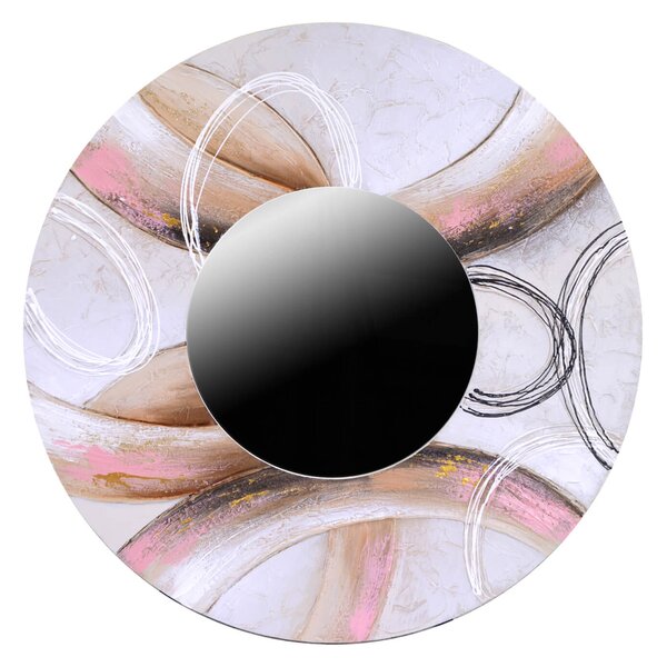Specchio in legno dipinto rosa tondo cm ø80xh2