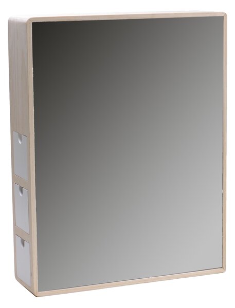 Specchio in legno con cassettini laterealicm 35x10xh45
