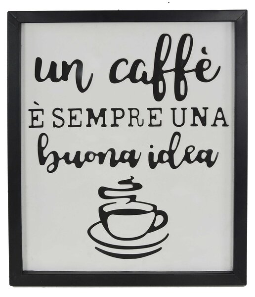 Targa in legno con Scritta "un caffè è sempre una buona idea" cm 40x2,5xh49