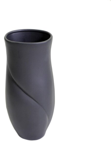 Vaso ceramica petalo nero opaco cm 17x16xh36,5