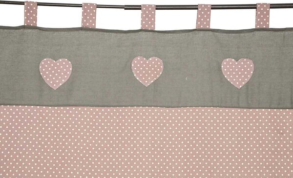 Tenda rosa decoro cuori cm 154x 260