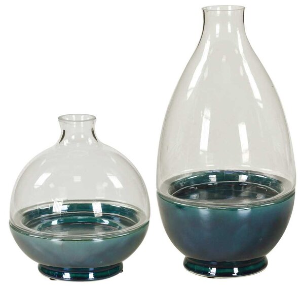Vaso ciotola con vetro cm Ø22xh20