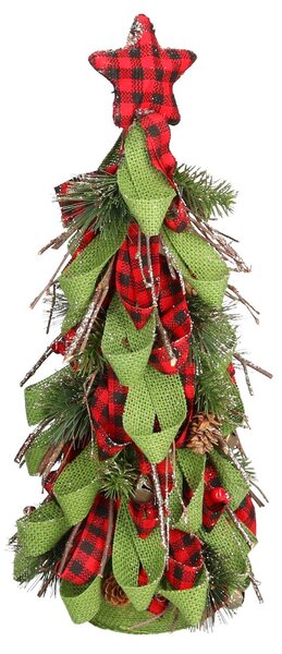 Mini Albero di Natale in Tessuto verde rosso cm Ø18xh43