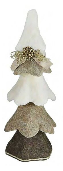 Mini Albero di Natale in panno cm . 21x21 h 58 color noce-bianco