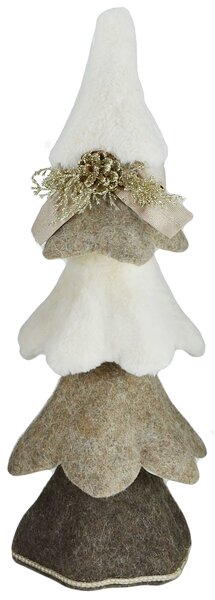 Mini Albero di Natale in panno cm . 21x21 h 58 color noce-bianco
