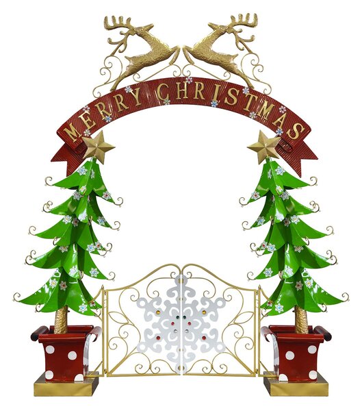 Arco in Metallo alberi con cancello verde cm 285x80xh300
