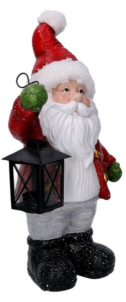 Pupazzo Babbo Natale in Resina con lanterna rosso cm 22x15xh42