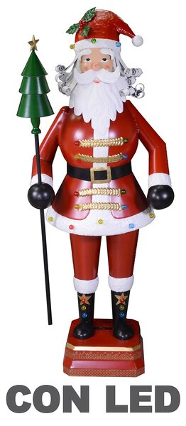 Pupazzo Babbo Natale in Metallo con Led rosso cm 40x30xh135