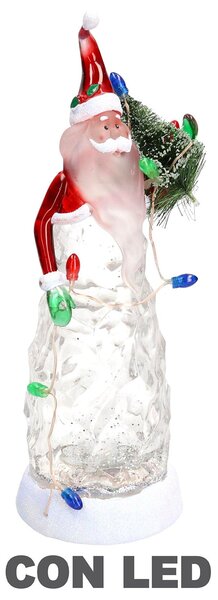 Pupazzo Babbo Natale a Forma di albero con luci cm Ø9,5xh29