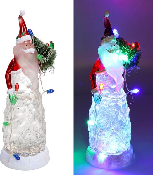Pupazzo Babbo Natale a Forma di albero con luci cm Ø9,5xh29