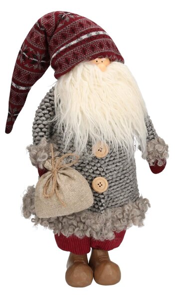 Pupazzo Babbo Natale in Tessuto grigio cm 21x22xh53