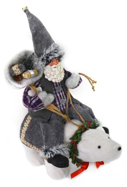 Pupazzo Babbo Natale in Tessuto su orso viola cm 30x10xh36