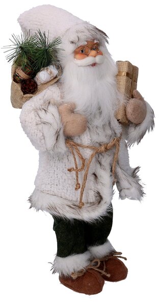 Pupazzo Babbo Natale in Tessuto con regali verde bianco cm 24x12xh45