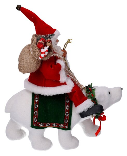 Pupazzo Babbo Natale in Tessuto su orso rosso cm 30x10xh36