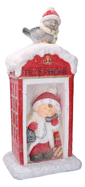Bambina in plastica cabina telefonica con Led rosso cm 27x25xh60