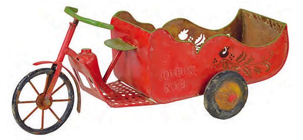 Carrello Decorativo Rosso in Metallo cm 18x64 h 25