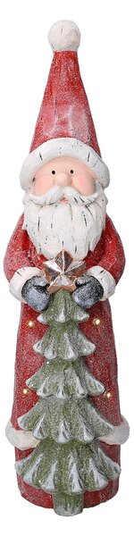 Pupazzo Babbo Natale in Resina con Led con albero rosso cm 18x19xh66