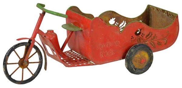 Carrello Decorativo Rosso in Metallo cm 18x64 h 25