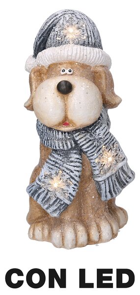 Cane in Resina con Led cappello grigio cm 22x19,5xh40