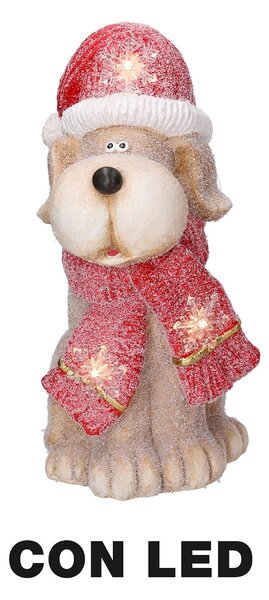 Cane in Resina con Led cappello rosso cm 22x19,5xh40