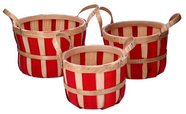 Set 3 Ceste in Vimini rosso tondo