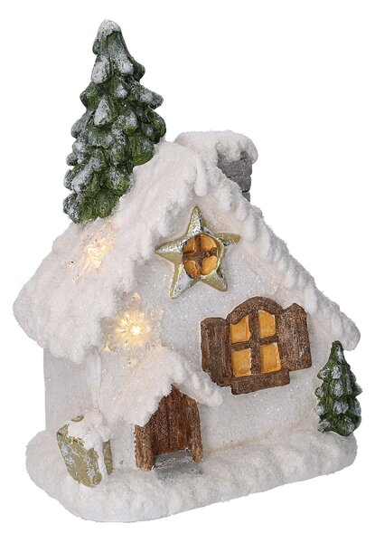 Casetta in Resina con albero con Led bianco cm 26,5x17xh36