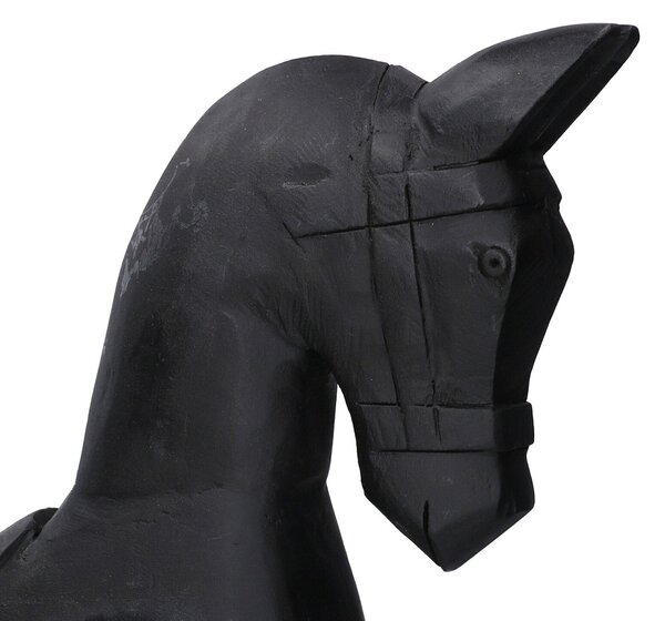 Cavallo a Dondolo Decorativo in Legno nero cm 36x9xh39