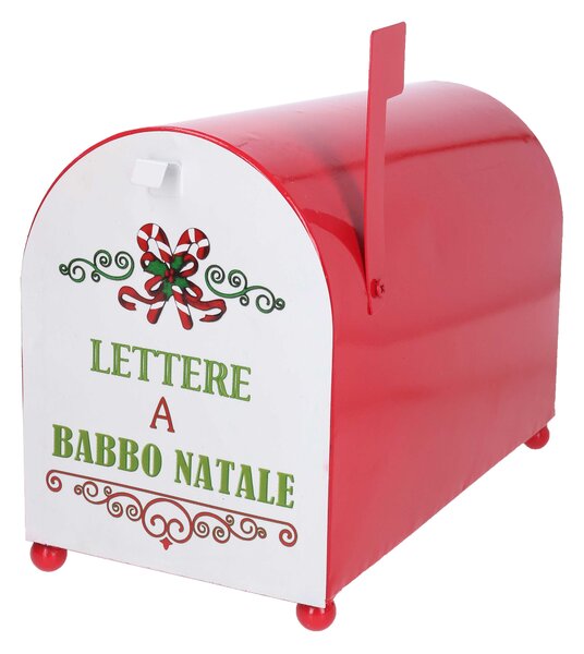 Cassetta posta di Babbo Natale Natalizia 34x16,5xh22 cm in Metallo rosso
