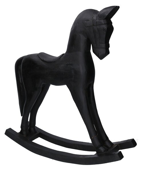 Cavallo a Dondolo Decorativo in Legno nero cm 36x9xh39