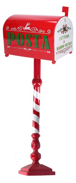 Cassetta posta di Babbo Natale Natalizia 33x20xh100 cm in Metallo rosso
