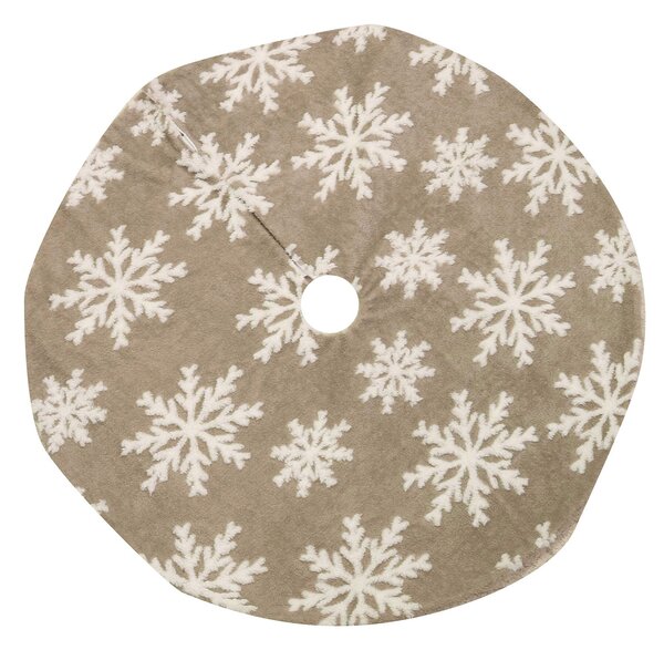 Copri base Albero di Natale in Tessuto fiocchi di neve beige cm Ø107xh1