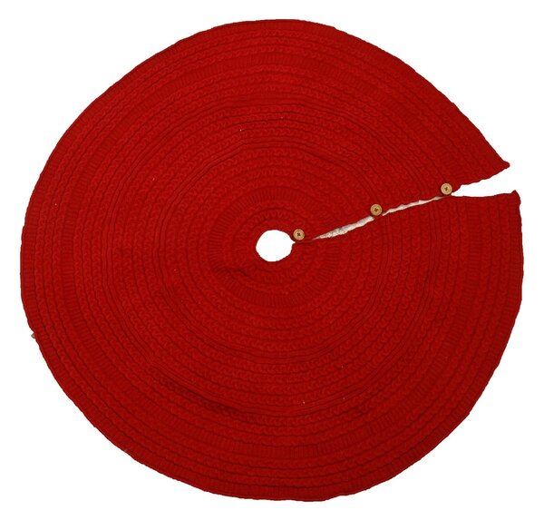 Copri base Albero di Natale in Tessuto maglia rosso cm Ø112xh0,5