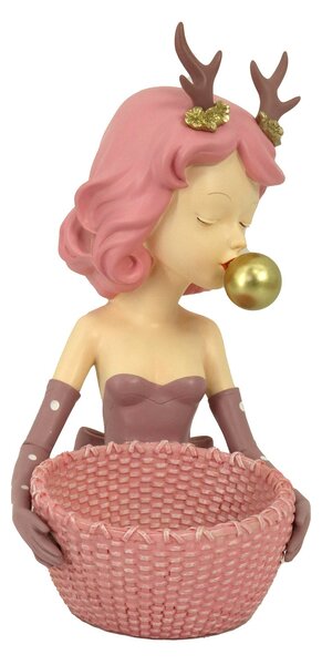 Statuina Donna in Resina rosa cm 21x15,8xh29,3