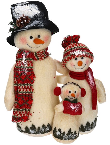 Fermaporta Famiglia Pupazzo di Neve in Tessuto bianco cm 27x37