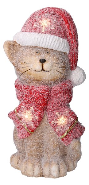 Gatto in Resina con Led cappello rosso cm 19,5x18,5xh40