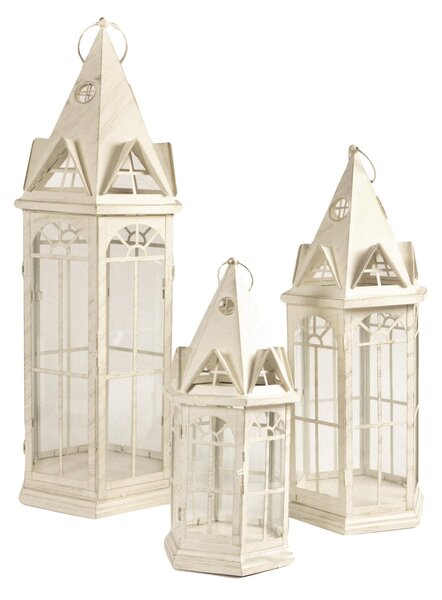 Set 3 Lanterne in Metallo crema casetta
