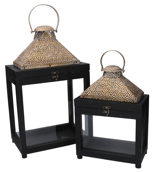 Set 2 Lanterne in Legno nero