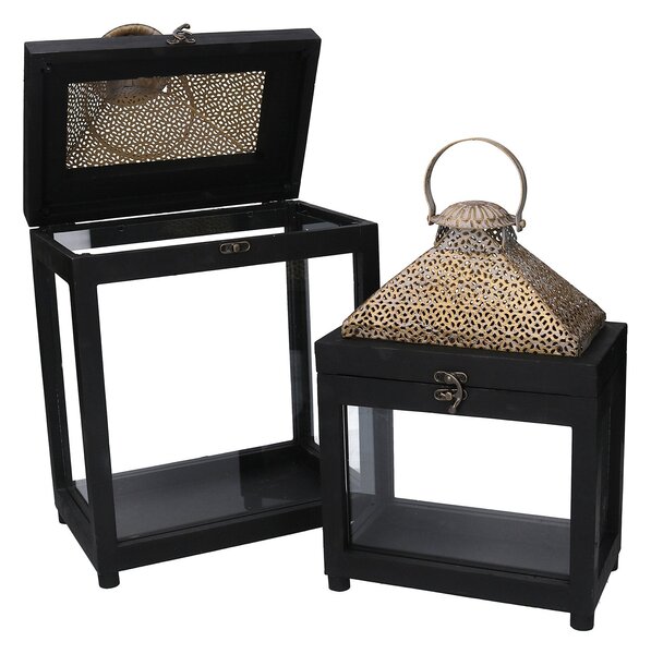 Set 2 Lanterne in Legno nero