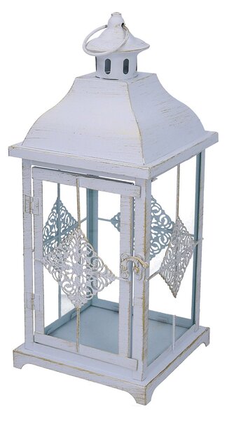 Set 2 Lanterne in Metallo bianco opaco dorato quadro